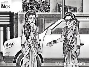 संजना ने शिवानी को चमकती हुई गाड़ी से उतारते हुए देखा 